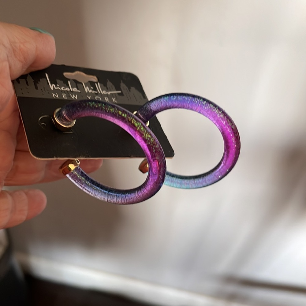 New Nicole Miller Ombre Purple & Blue Hoops